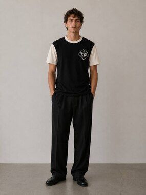 Wales Bonner Twilight Reverie Black Cotton Ringer Tee